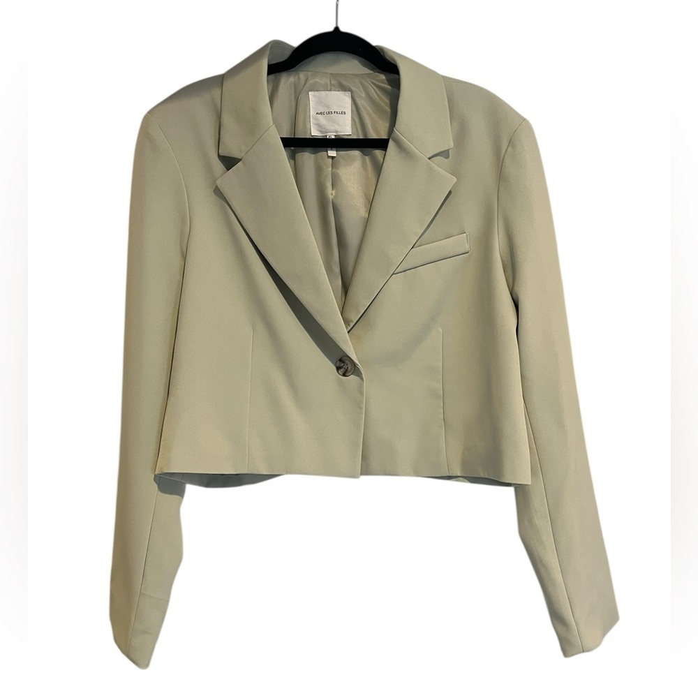 Avec Les Filles Sage Mint Green Cropped Blazer- Size XL